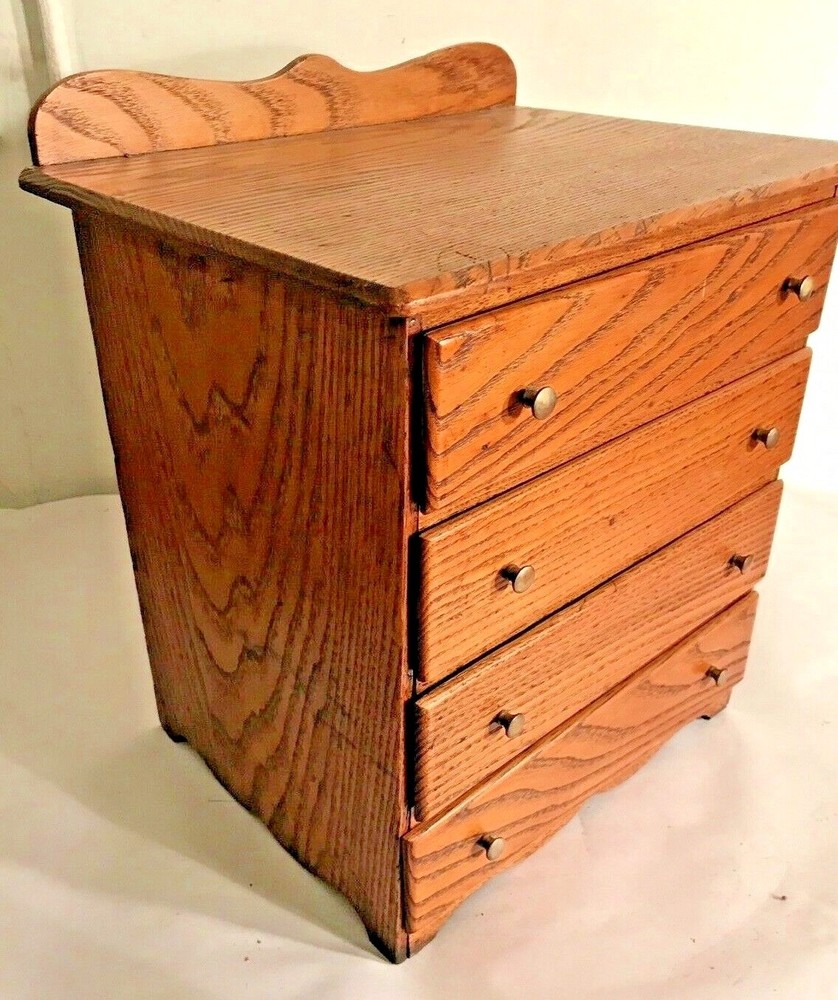 Antique Small Oak 4 Drawer Chest Circa 1900