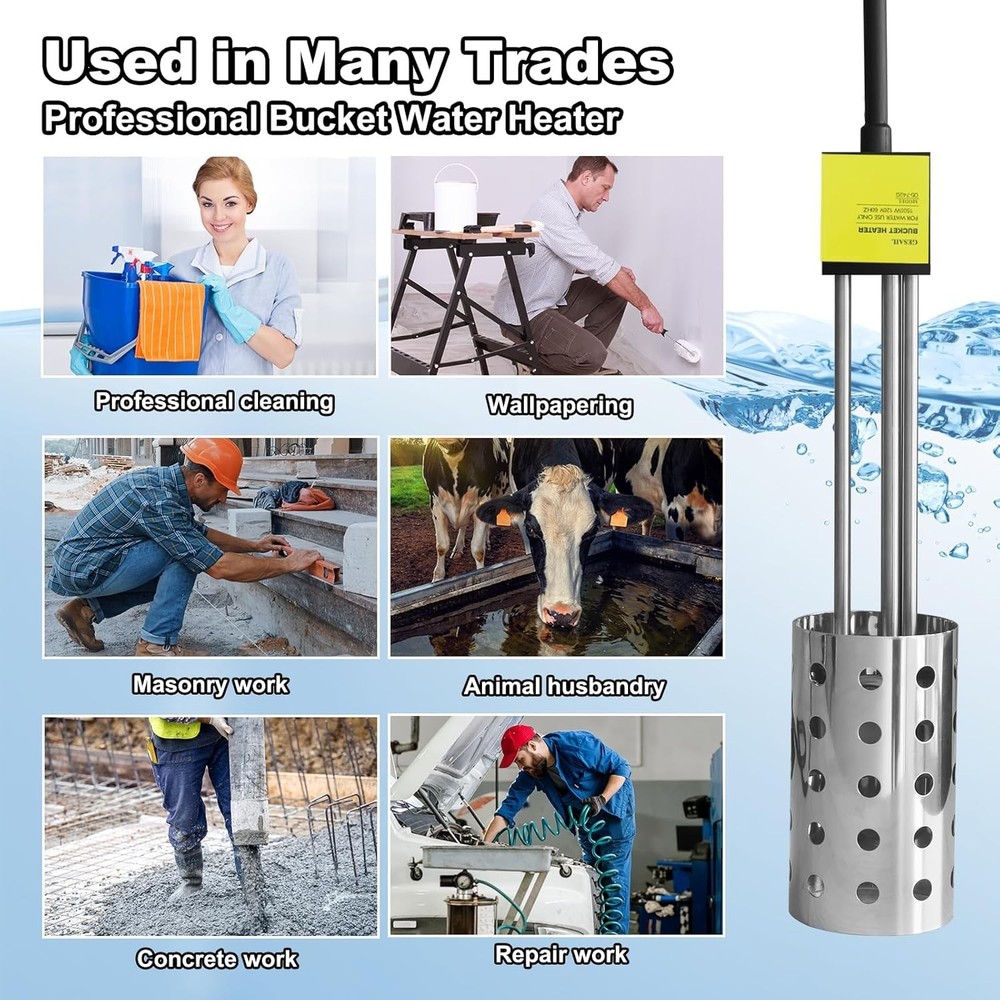 Portable Bucket Heater - Submersible with Thermostat