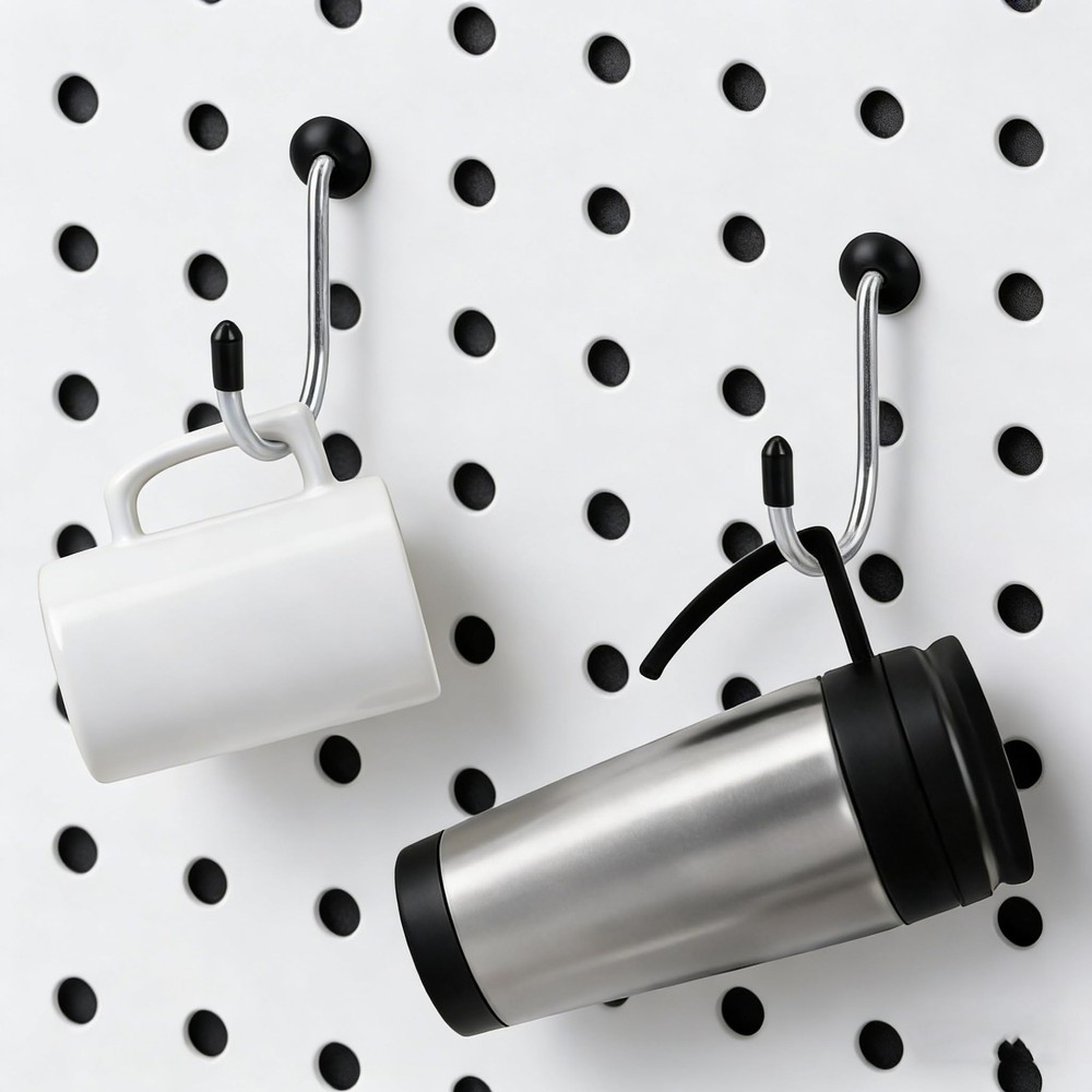 MENEONE Pegboard Hook Locks, for Stopping Hooks from Falling Off, Black