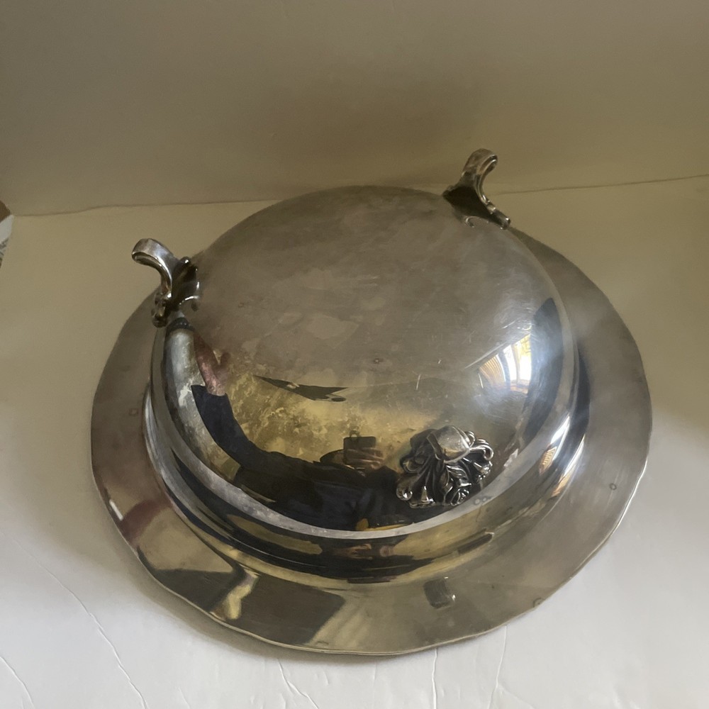 Vintage Webster Wilcox Silverplate Bowl Ornate Scroll Pattern 3 Footed 11”W