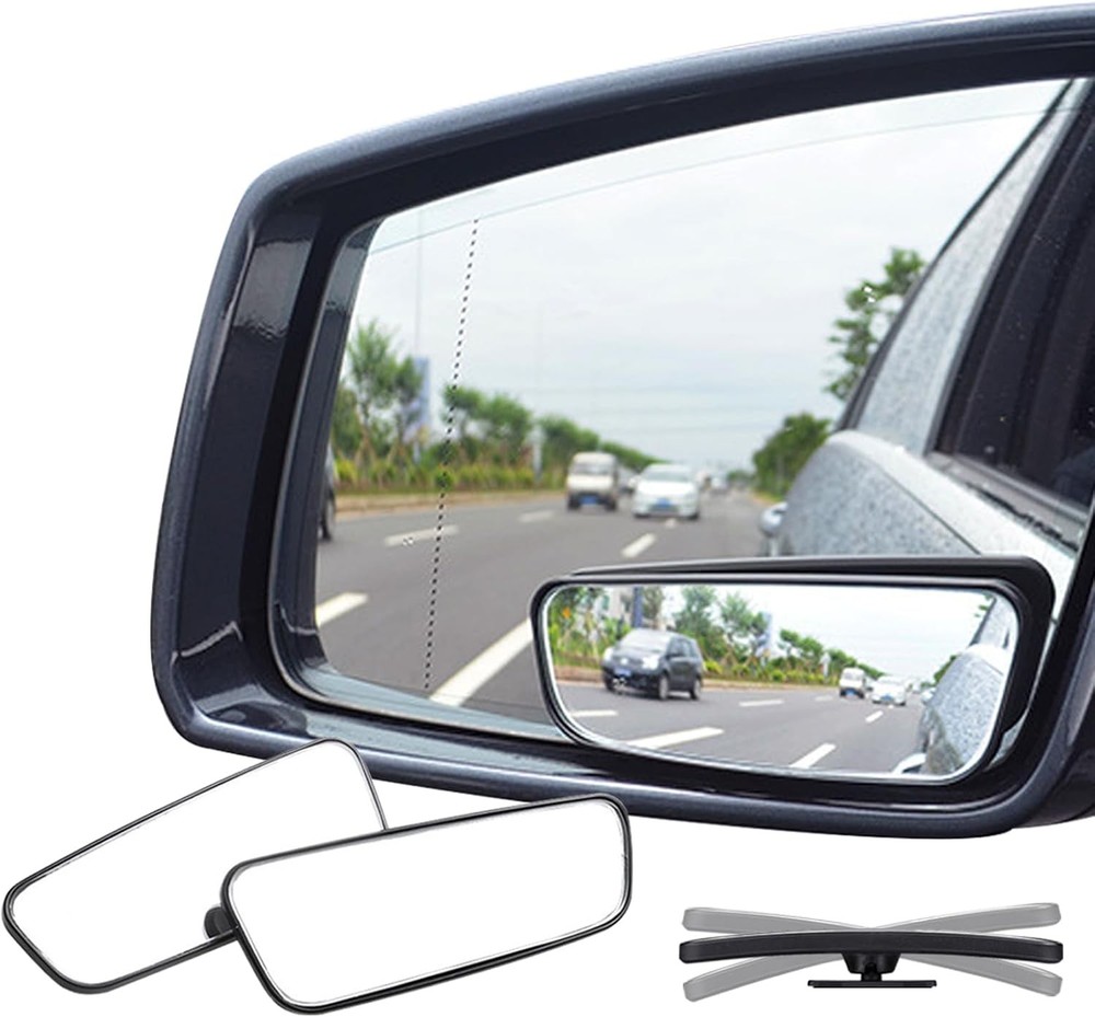 Ampper Rectangle Blind Spot Mirror, HD Glass ABS Framed Rectangle,