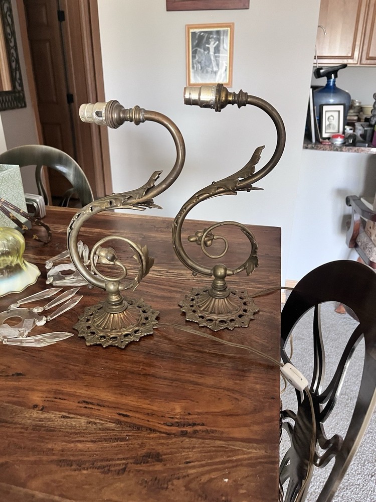 Victorian Era Brass Lamp Wall Mount