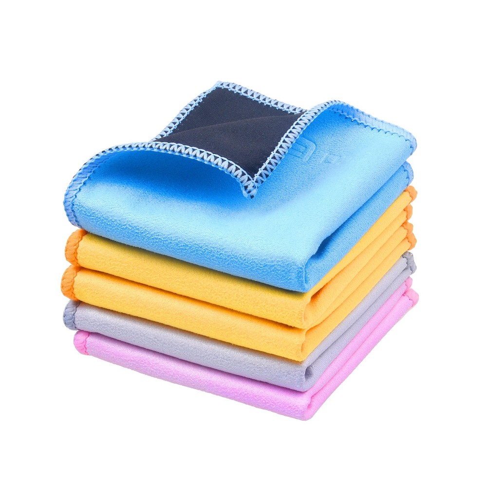 Microfiber Cleaning Cloths Double-Sided - 5 Pack - 6.6 x 6.2 inch - Assorted