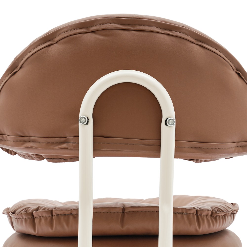 Brown Rolling Stool with Back Rest Heavy Duty Rolling Stool Roller Chair