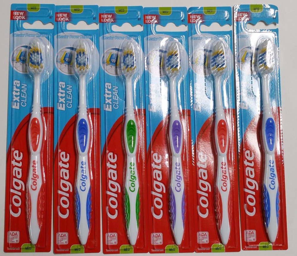 6 Colgate Toothbrush Extra Clean Full Head MEDIUM Bristles Toothbrushes #97