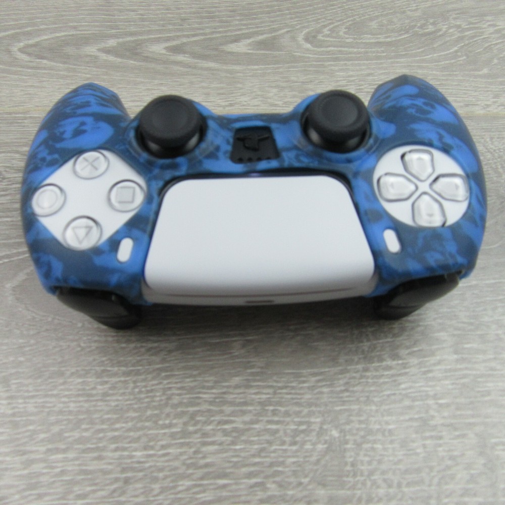 For PS5 Controller Grip Cover Silicone Blue Skulls Design Gaming Accessories