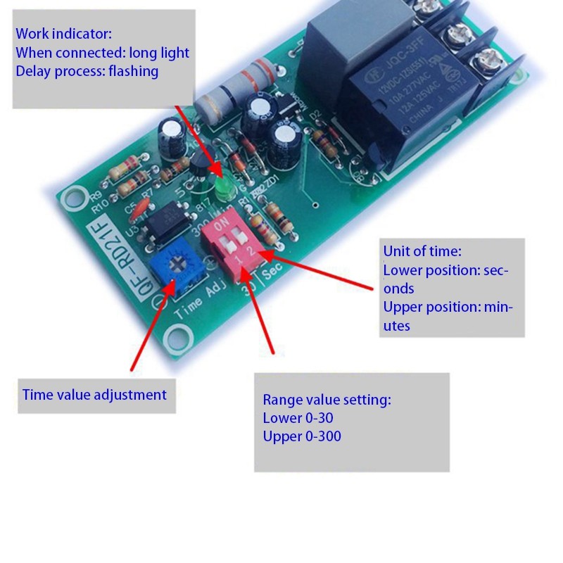AC100V-220V Adjustable Timer Control Relay Turn Off Delay1582