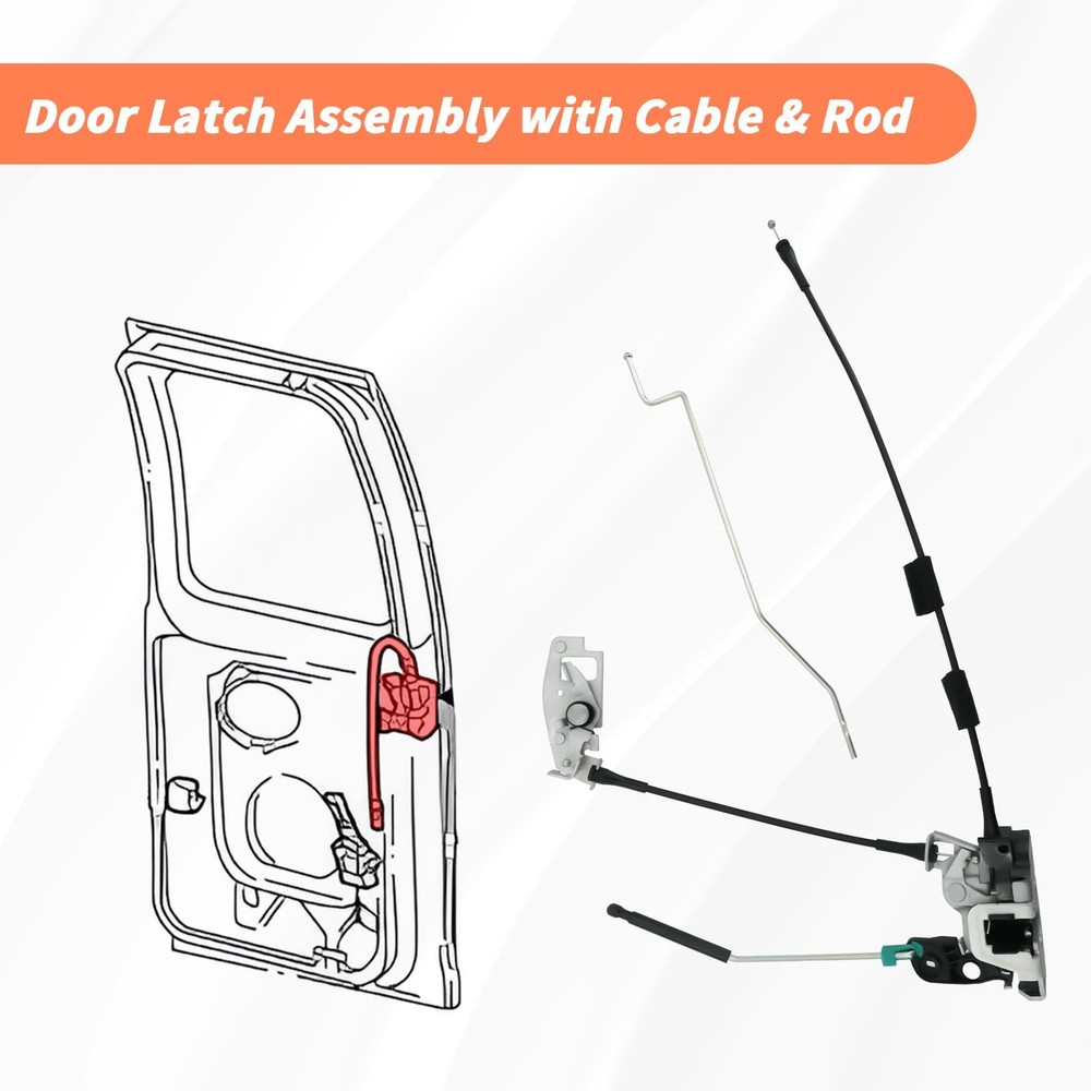 Blycorul Rear Door Latch Assembly with Cable & Rod, Right Tailgate