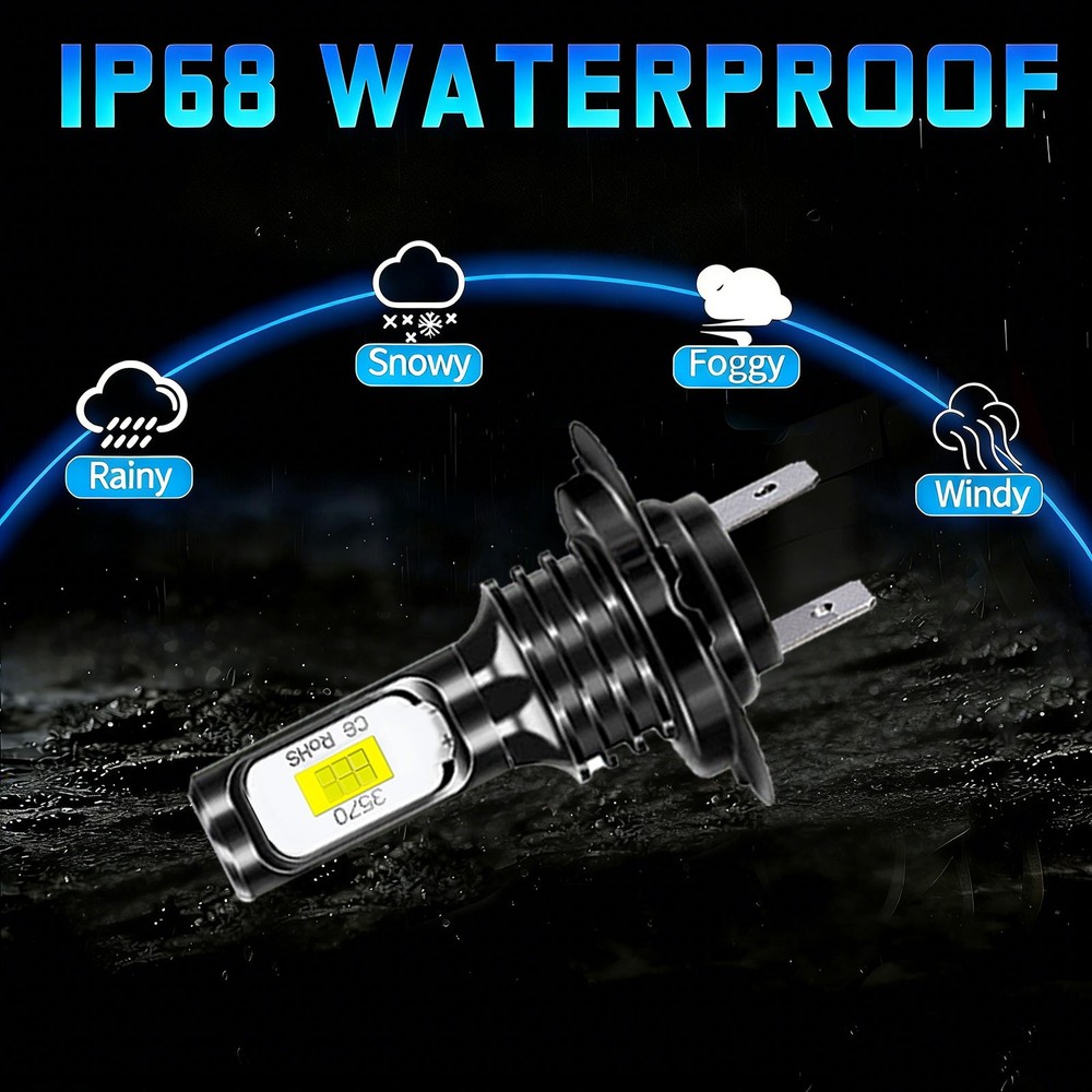 H7 + H7 LED Headlight KIT Combo Bulbs High Low Beam Super Bright White 10000K