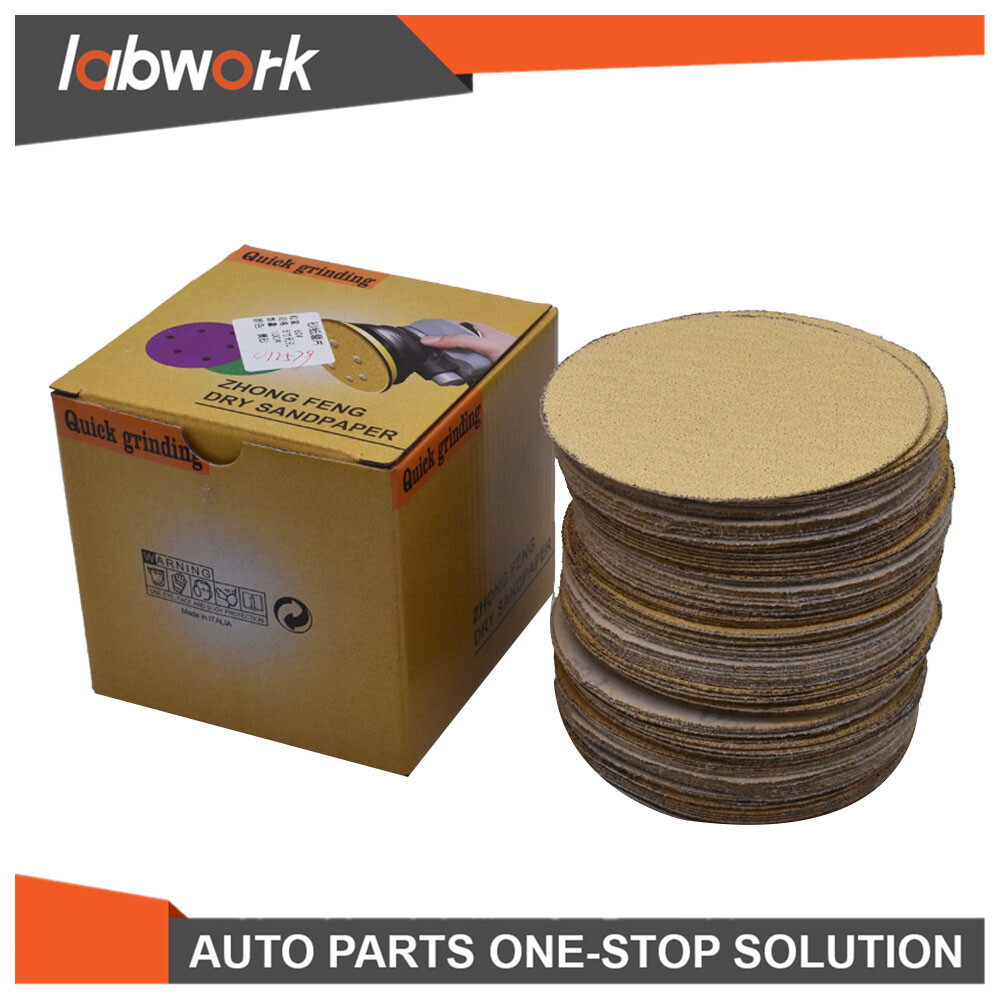Labwork Hook Loop Pads Sanding Discs Flocking NO-Hole 100 Pcs 5" 60 - 320 Grit