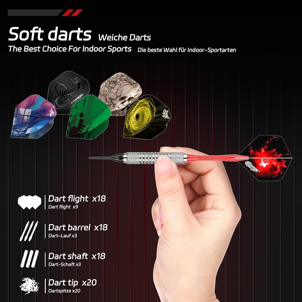 18PCS Soft Tip Darts Set Plastic Tips for Electronic Dart Board Game