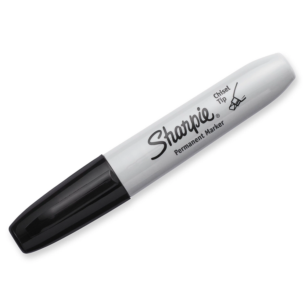 Sharpie Chisel Tip Markers Permanent BLACK Ink Large Broad Marker 12-count