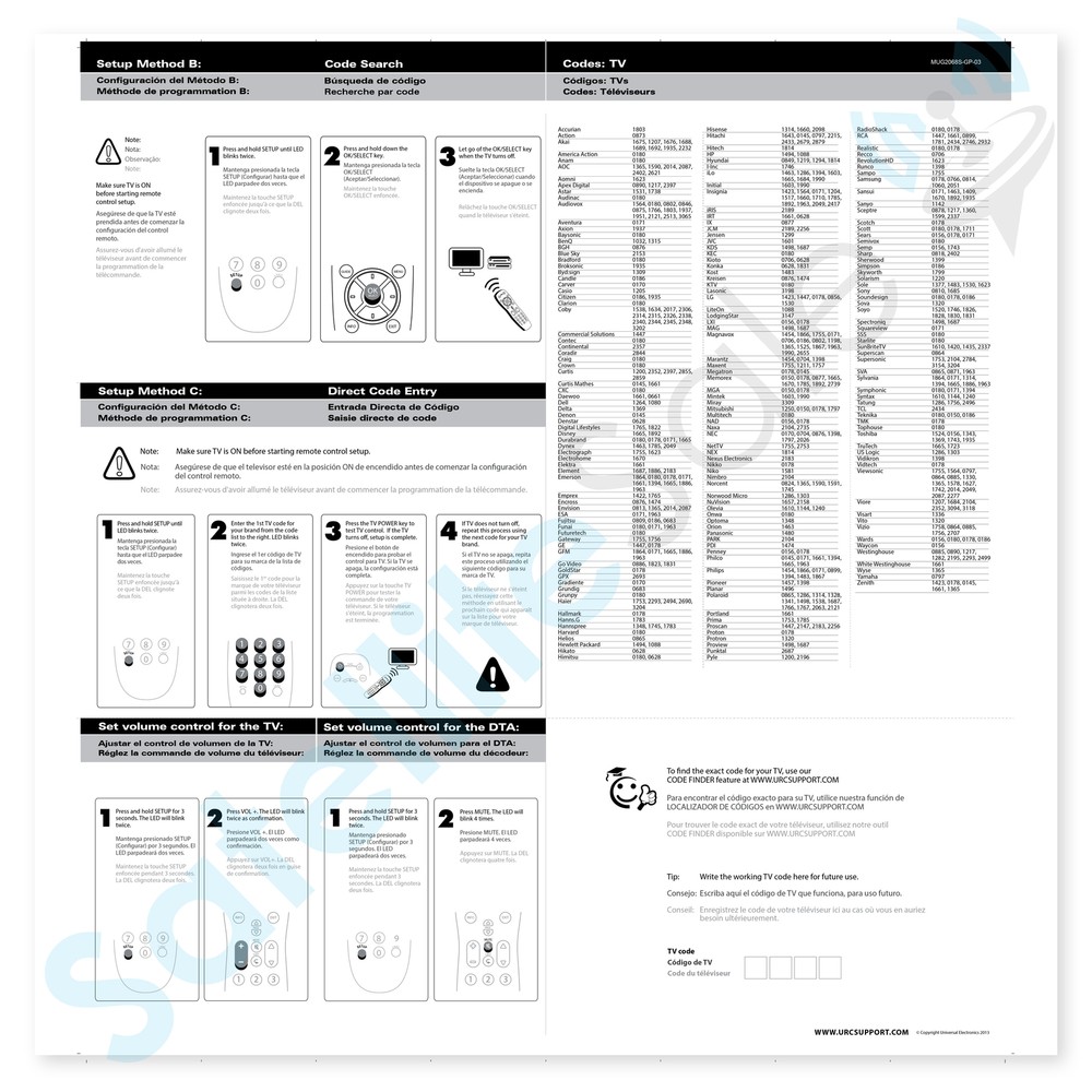 Suddenlink Universal Remote Control Pulse RF Remote URC-2068BC2-R