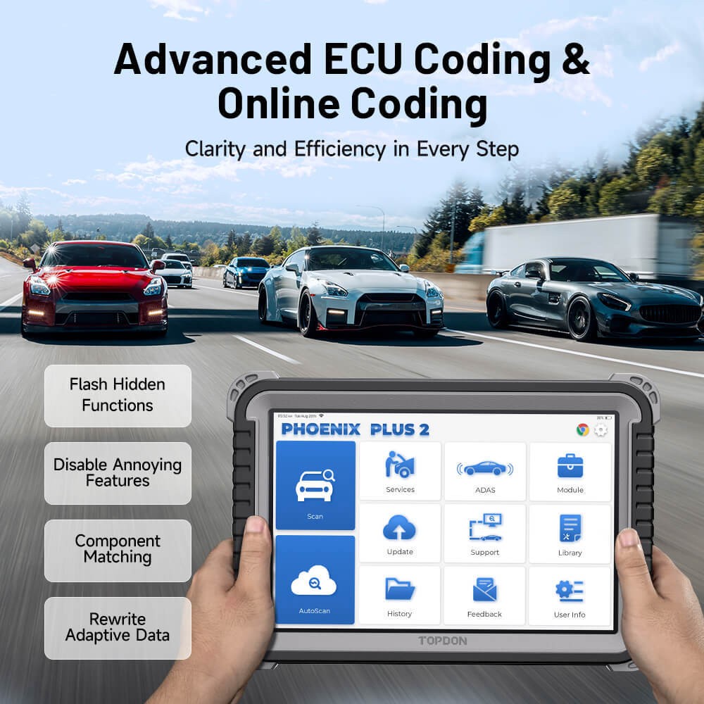Phoenix Plus 2 10" OBD2 Scanner All System Bidirectional Diagnostic ECU Coding