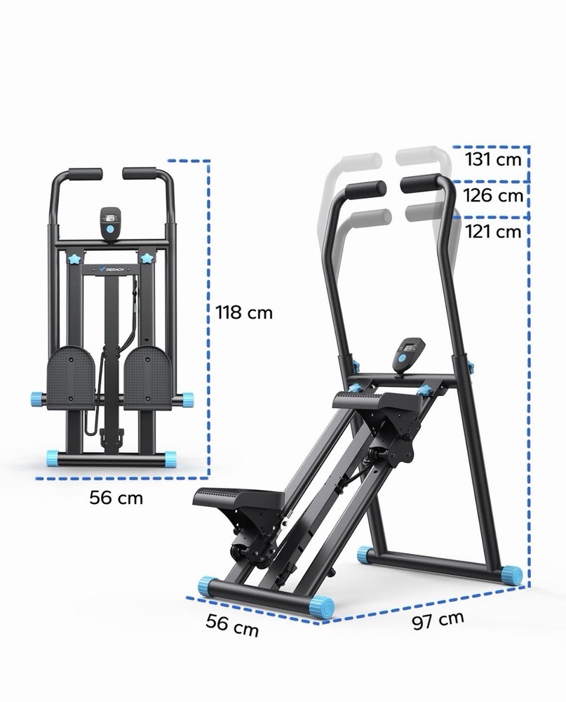 MERACH Foldable Stair Stepper with 3 Level Resistance Black