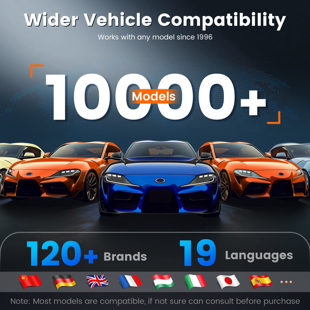 ANCEL DS100 OBD2 Diagnostic Scanner ABS SRS TCM Engine Code Reader with 24 7 Sup