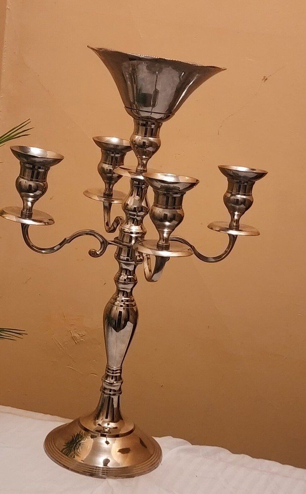 5 branch silverplated candelabra