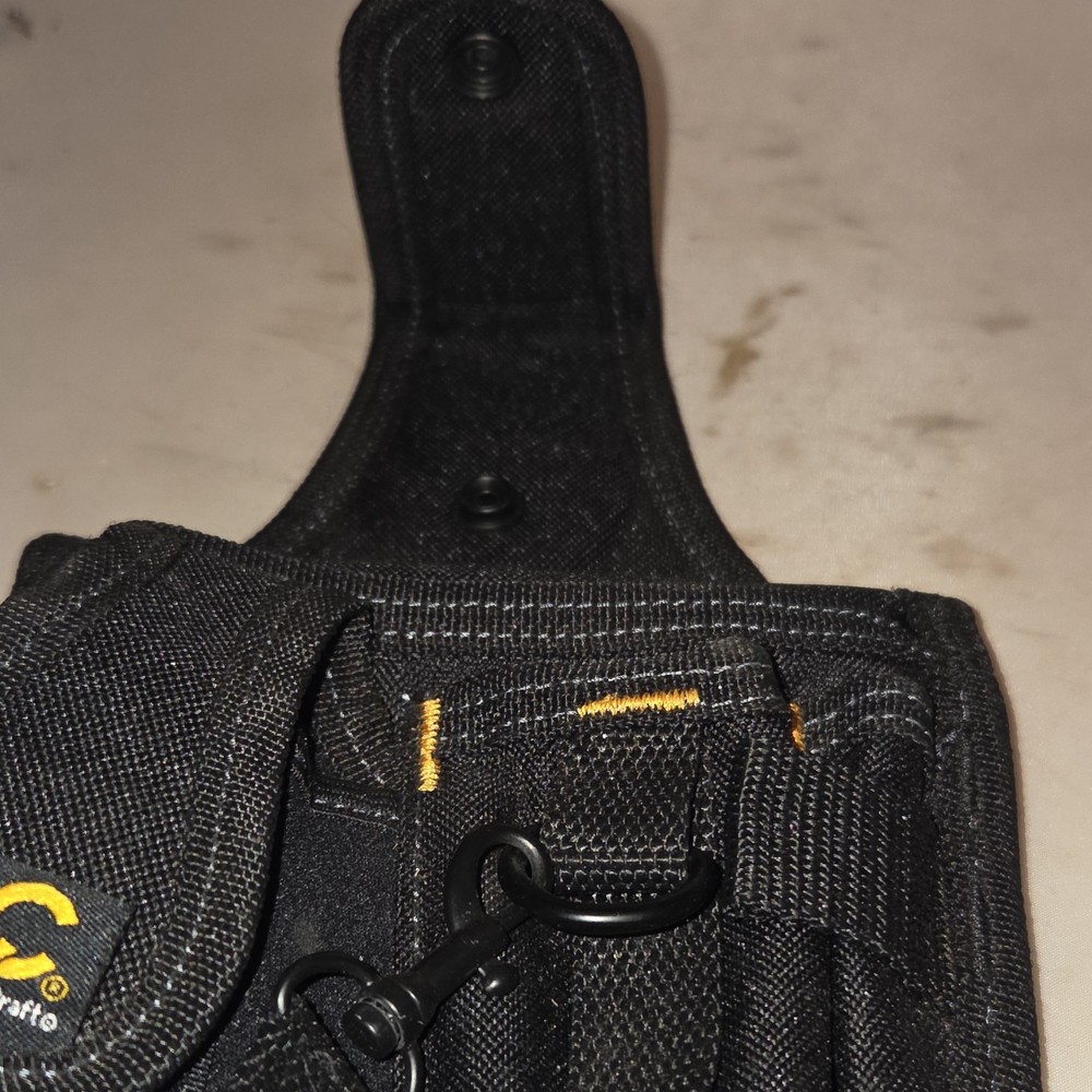 CLC Black Fabric Tool Pouch with Multiple Pockets, Belt Loop, Snap Closure