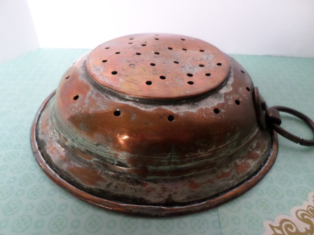 Set of 3 Strainers Colander Copper Wall Hanging with Loop Very Rustic