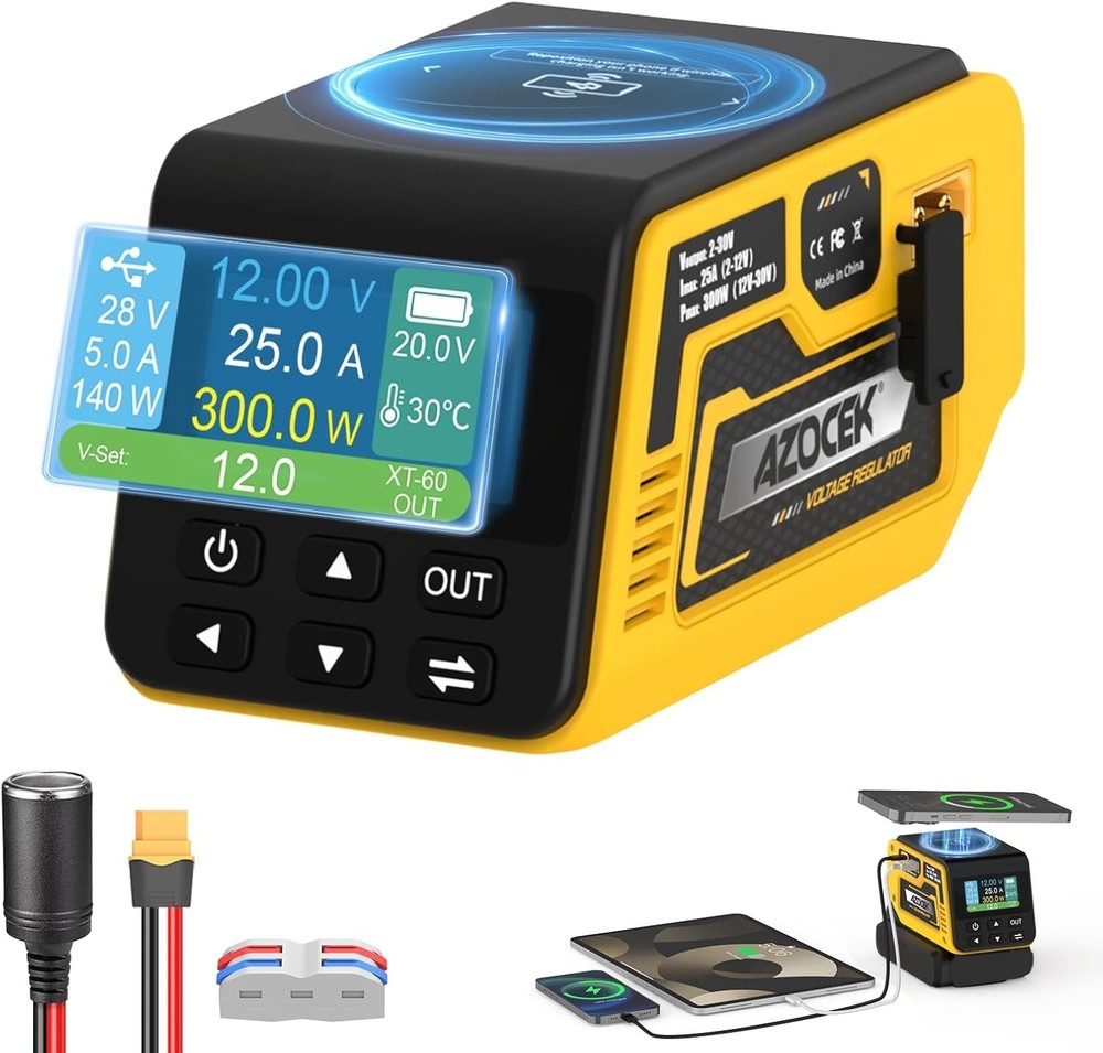 DC 2-30V Adjustable Voltage Regulator Compatible with Dewalt 20V Battery,USB