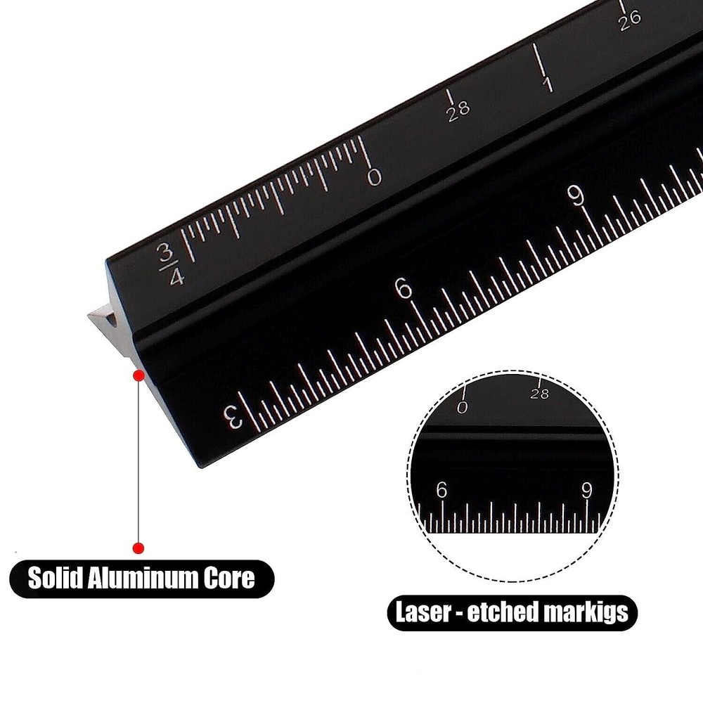 New Architectural Scale Ruler 12" Aluminum Architect Triangular For Students USA