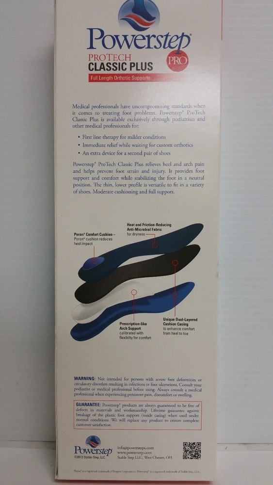 Powerstep Protech Classic Full Length Orthotic Insole