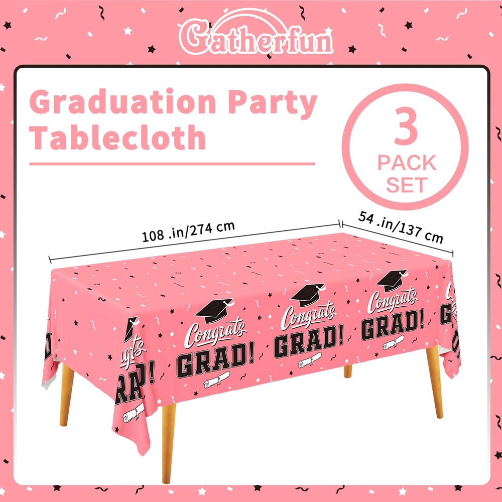 Graduation Tablecloths 2025 Waterproof Disposable Rectangular Covers 3PCS