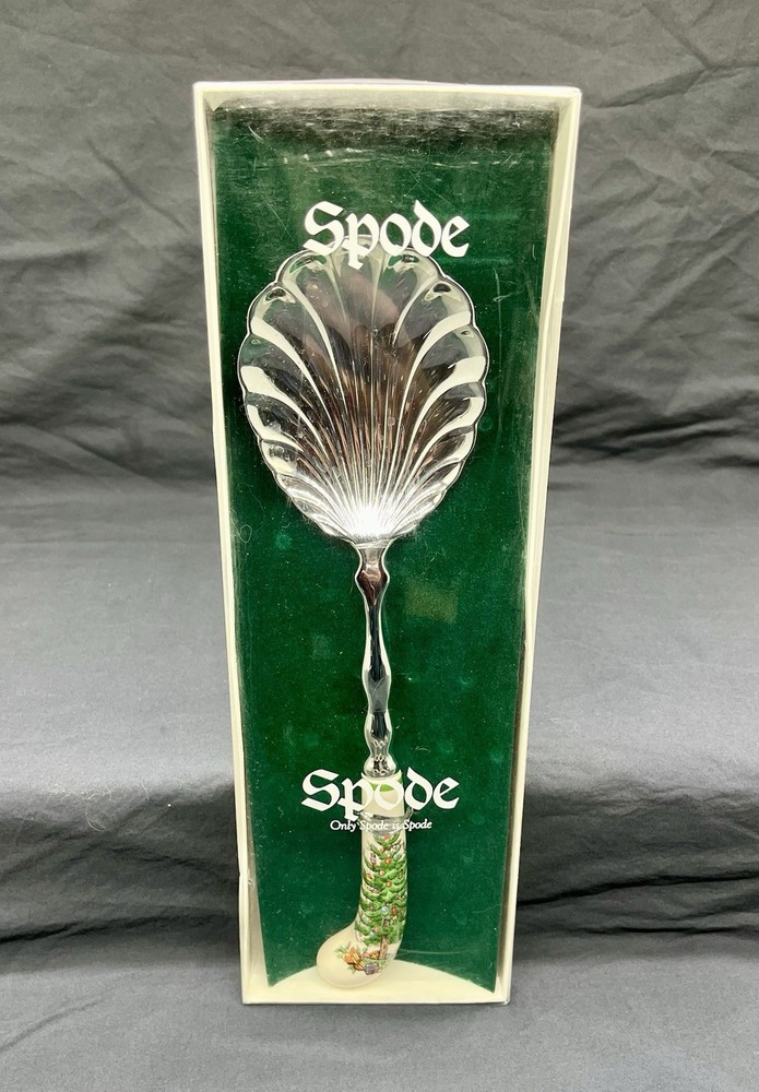 Spode Christmas Tree Shell Serving Spoon New in Box Holiday Flatware