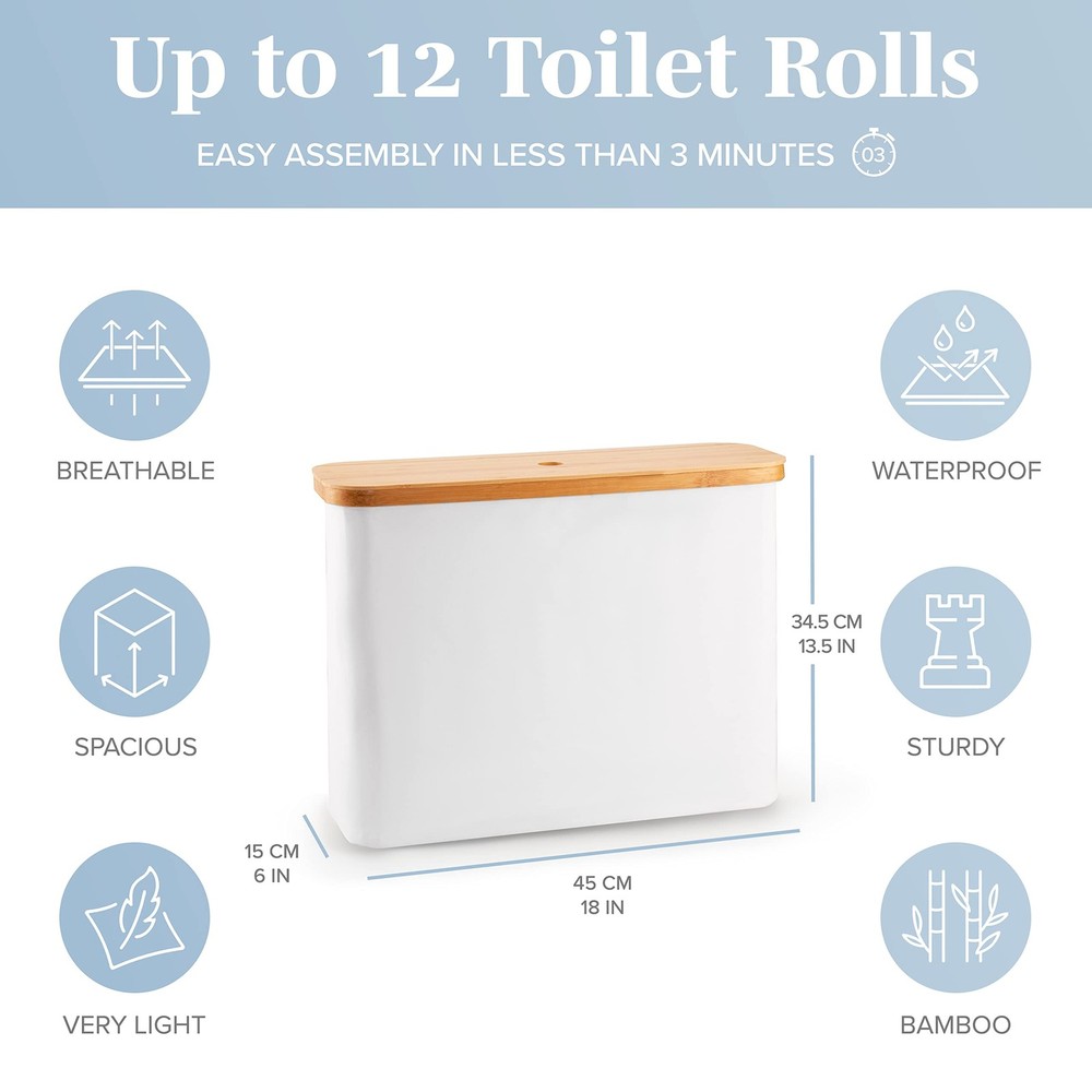 Toilet Paper Storage for 12 Rolls, Stackable & Foldable - The Ultimate Bathro...