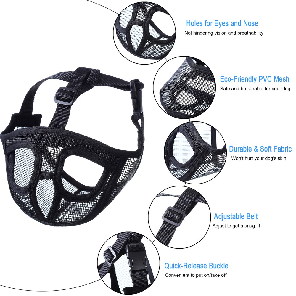 Short Snout Dog Muzzle Bulldog Muzzle Adjustable Breathable Mesh for J0M3