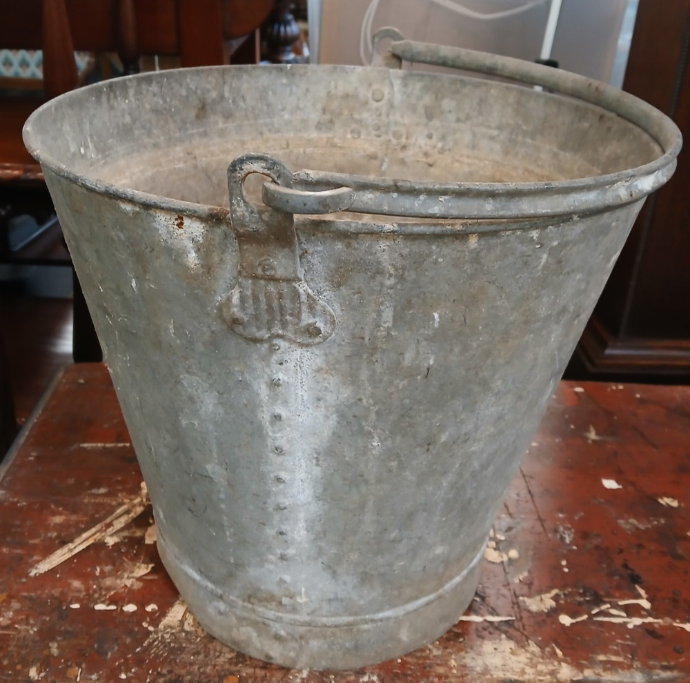 Large Vintage Galvanised Bucket