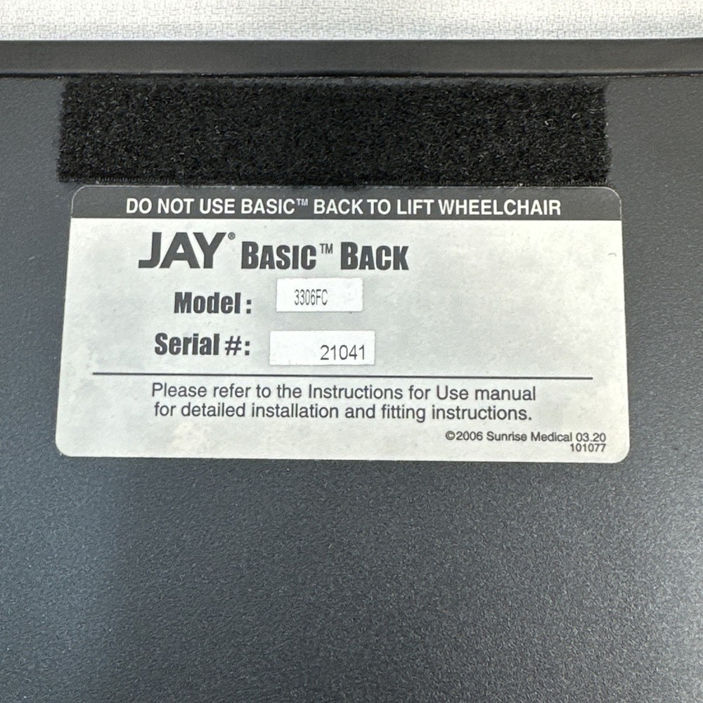 Jay Basic Postural Back Rest + Cushion & Mounting Hardware 17" W X 16" H 3306FC