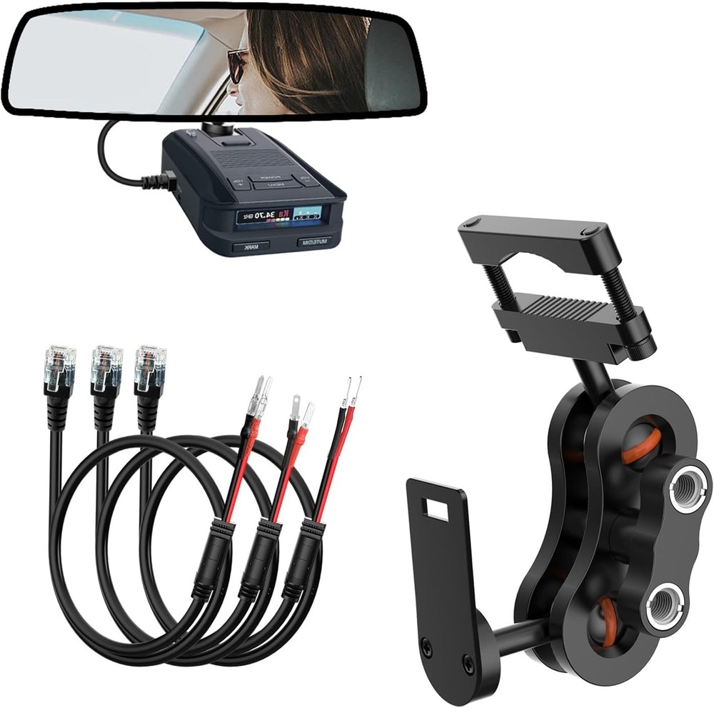 Rearview Mirror Radar Bracket with Power Cord for Uniden