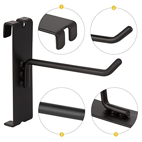 Heavy Duty 8" Gridwall Hooks - Black 96-Pack for Retail Display & Organization