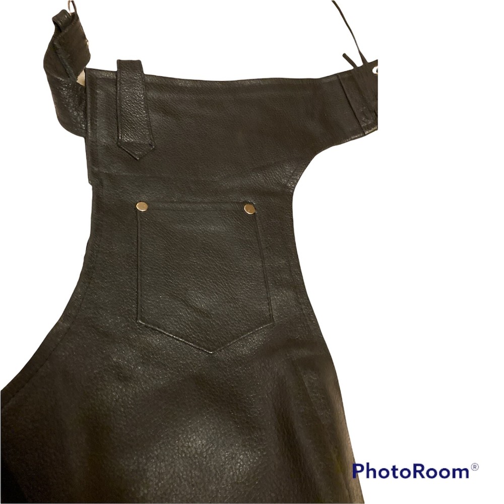 Genuine Leather Chaps . Size M . Black . Motorcycle Biker