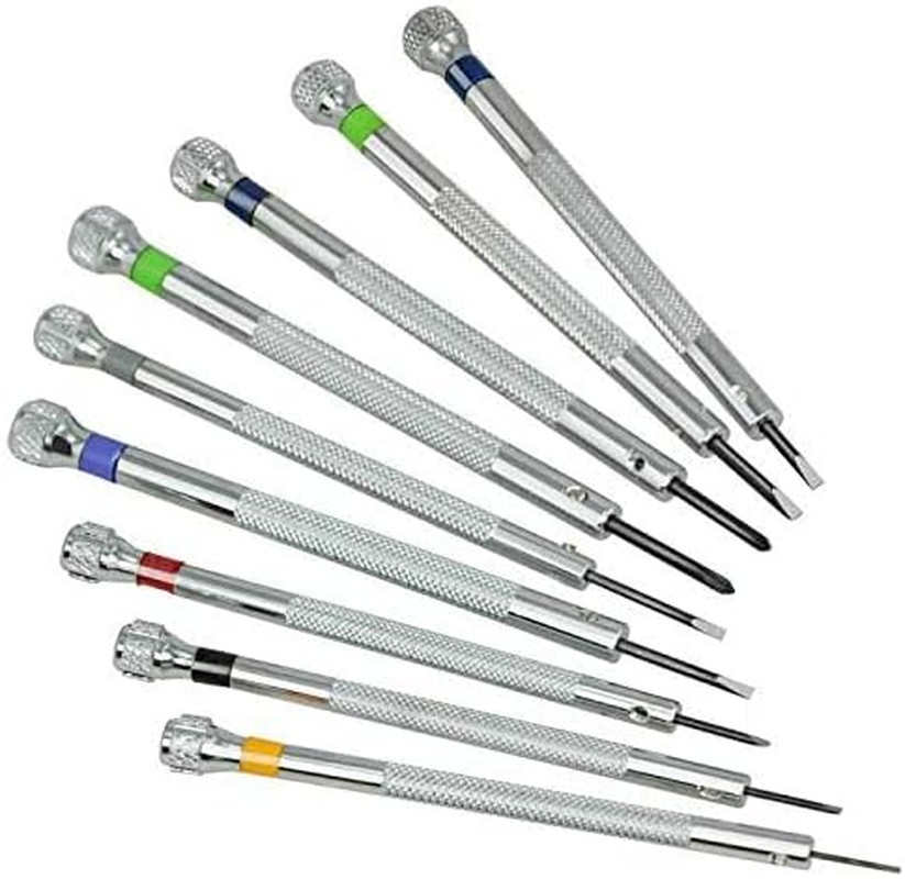 New 9 Pcs Precision Watch Flat Blade Slotted Screwdriver Set Watchmakers Tools