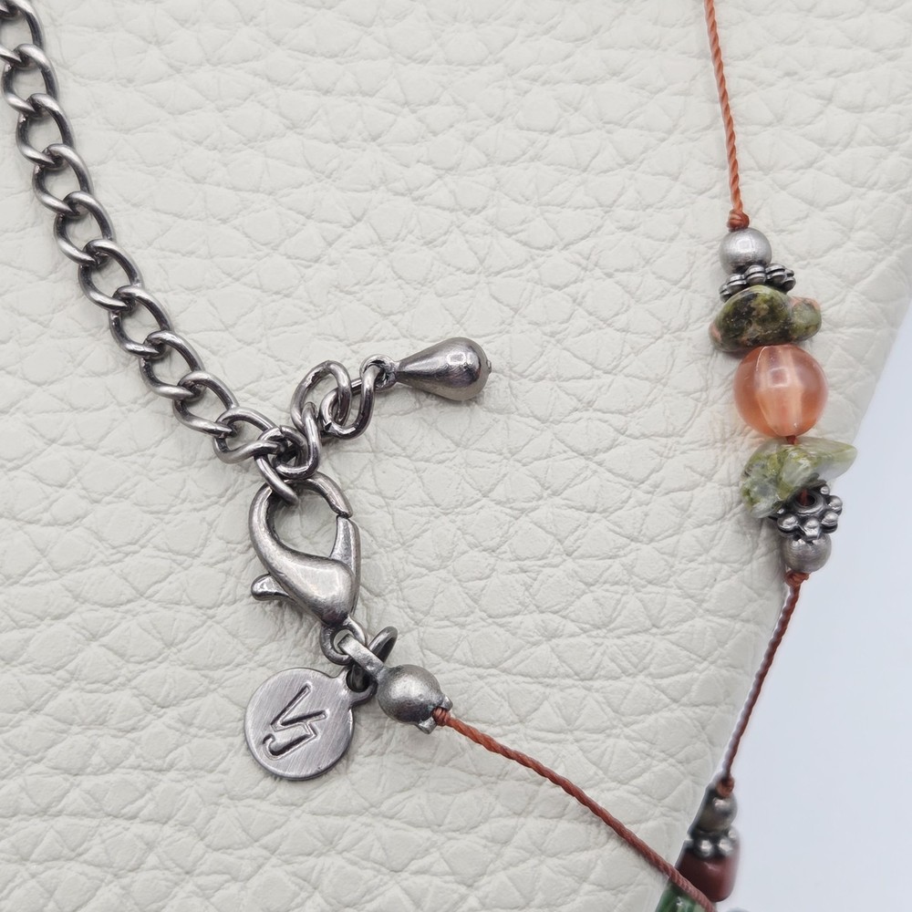 Goldstone Statement Pendant Necklace Earring Set Sparkle Beaded Boho