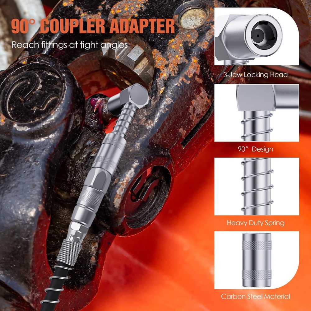 TRILINK Grease Gun Coupler Kit – 8PCS Accessory Set with Quick...
