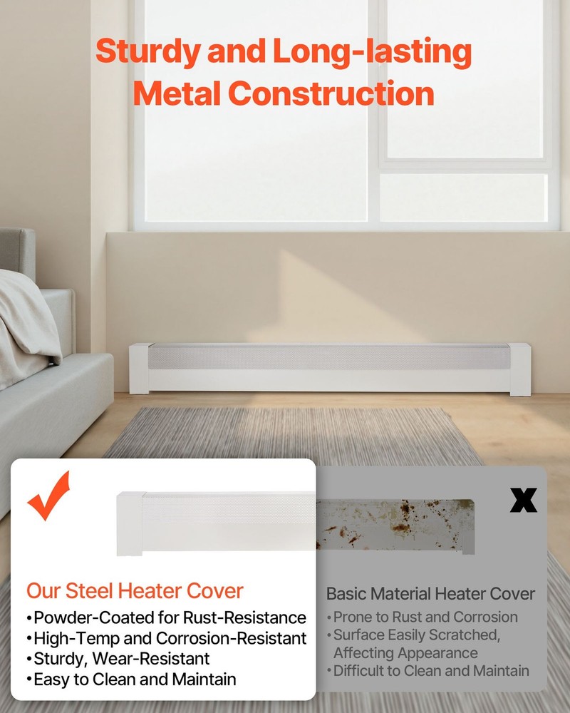 VEVOR Baseboard Heater Covers, Basic Series 5 ft Standard Electric Heating Unit