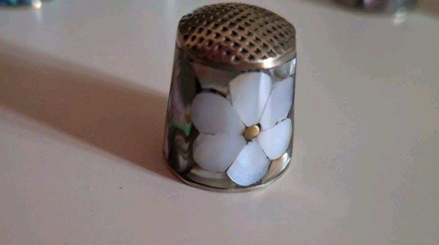 Vintage Mexican thimbles with abalone shell or turquoise