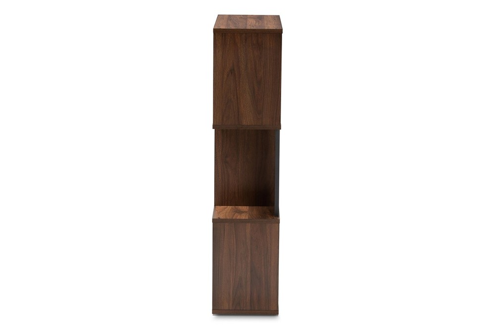 Baxton Studio Vivace Display Bookcase Walnut Brown Dark Grey Modern