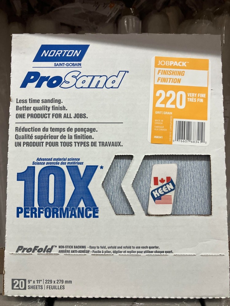 Norton CANADA ProSand 9" x 11" Sanding Sheets 220 Grit 20pack