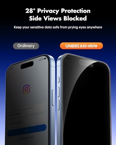 Privacy Screen Protector for Shatterproof Tempered Glass [True iPhone 17 Black