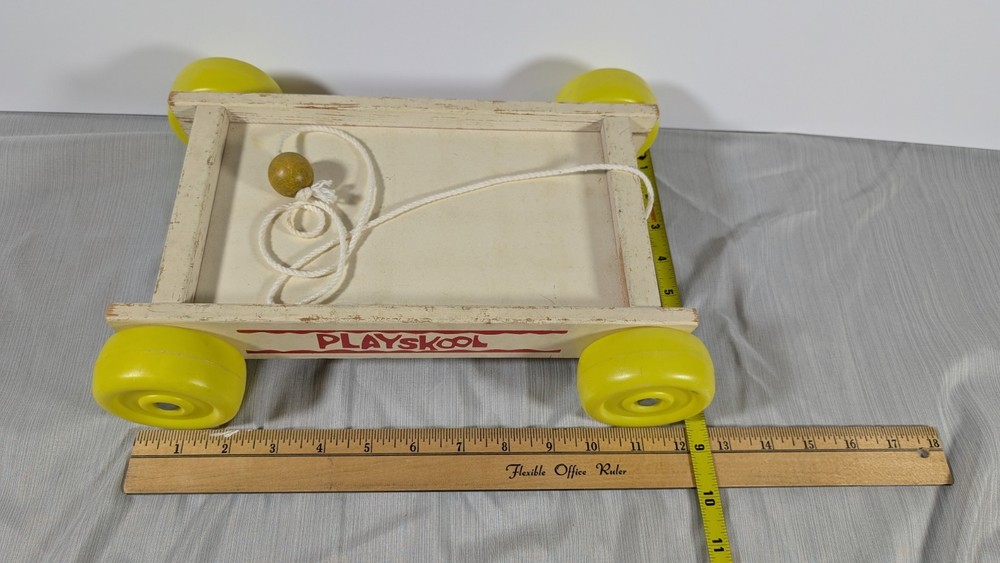 Vintage Playskool Pull Wagon With Yellow Wheels