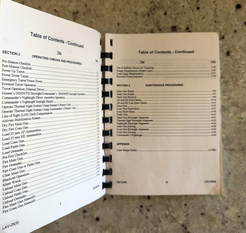 1994 US Army LAV Turret Operator Handbook