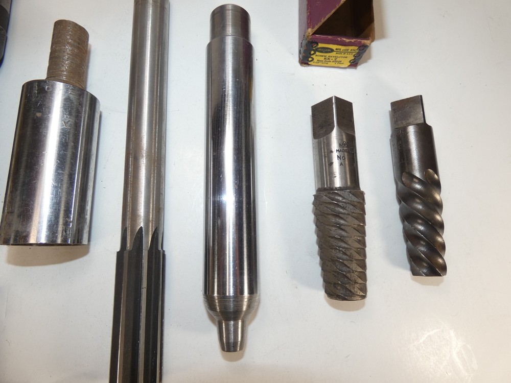 Set of eleven machinist tools, extractors, bits, etc.