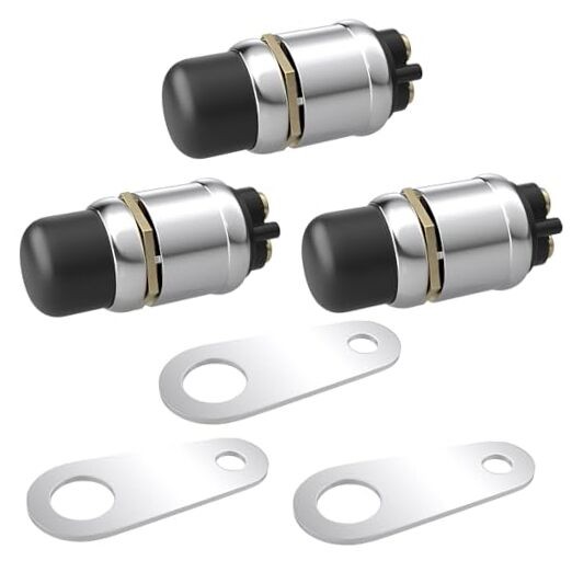 3 PCS Push Button Starter Switch 12V 50A, Waterproof Momentary Start black-3