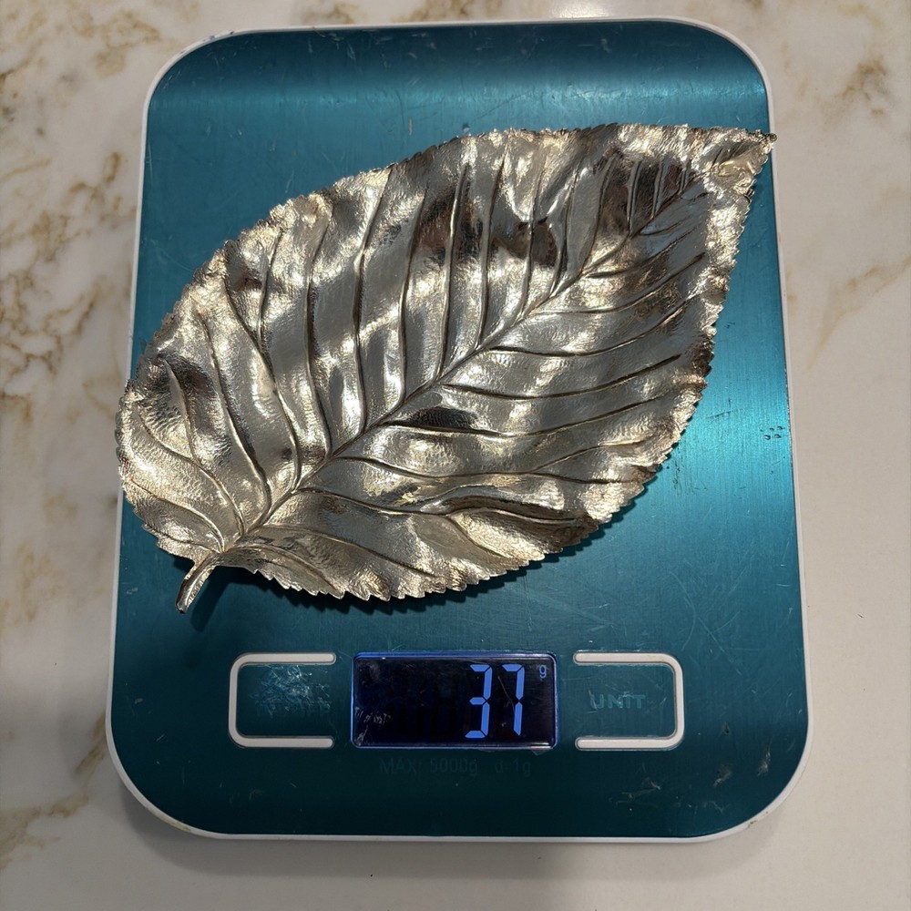 VINTAGE ANTIQUE STERLING SILVER LEAF DISH