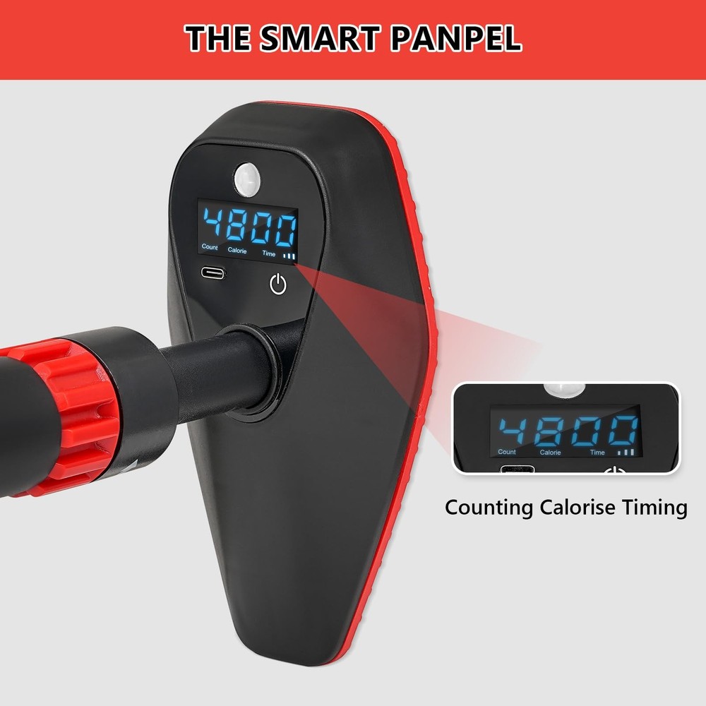 Adjustable Doorway Pull Up Bar, Chin Up Bar with Smart Count Timer, 29''-38''