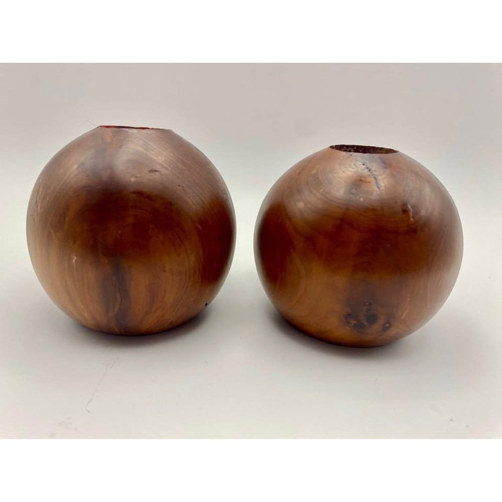 Solid Wood Ball Candle Holders